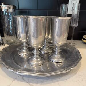 Set of 4 Vintage Duratale by Leonard Plough Tavern Wine Goblets Chalice Bar Cart
